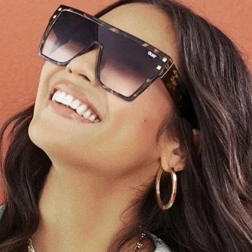 Quay Maxed Out Square Stud Detail Sunglasses in Faded Camo, Good Pre-Loved